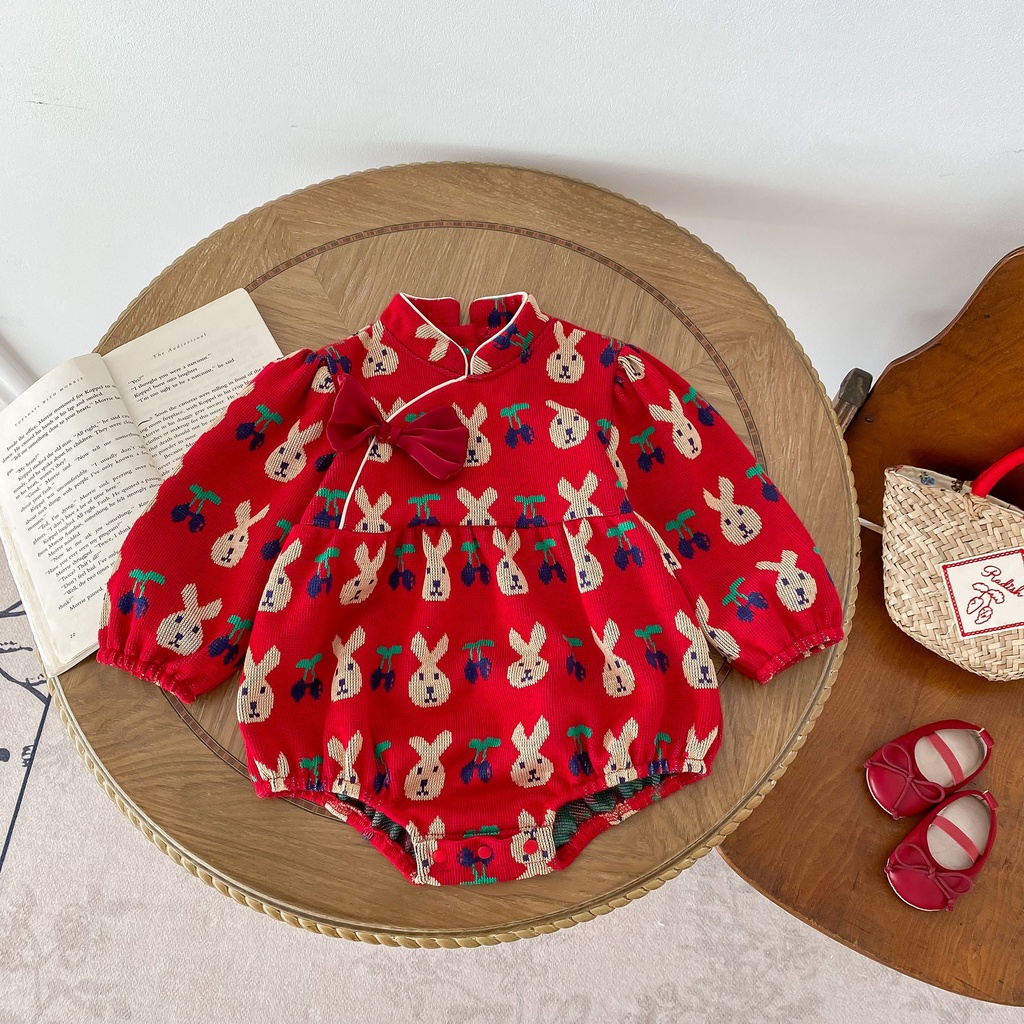 Áo Liền Quần Một Mảnh Phong Cách Trung Hoa Mùa Thu Cho Bé Sơ Sinh Một Tháng Tuổi