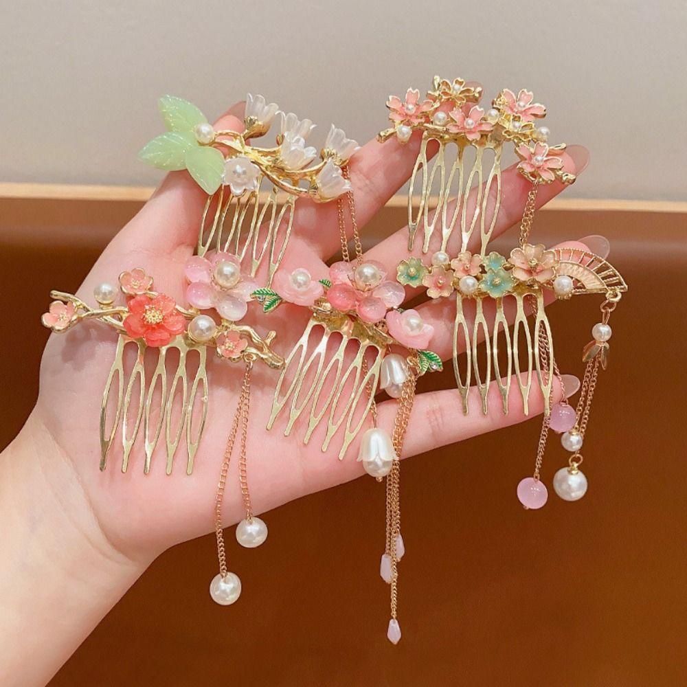Moccho1 Trâm Cài Tóc Hình Hoa Phong Cách Trung Hoa Cổ Điển Cho Bé Gái