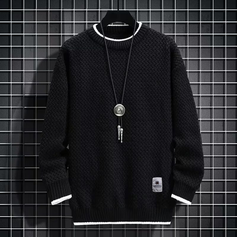 Áo sweater Dệt Kim Tay Dài Cổ Tròn Họa Tiết Kẻ Sọc Đơn Giản Thời Trang Thu Đông Cho Nam