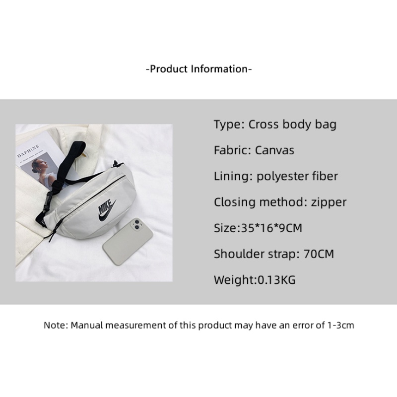 Nike Túi Đeo Chéo canvas Khóa Kéo Siêu Nhẹ Chống Trộm Thời Trang Cho Nữ