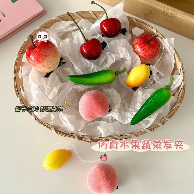 Kẹp Tóc Hình Trái Cây Ba Chiều Dễ Thương Cho Bé Gái