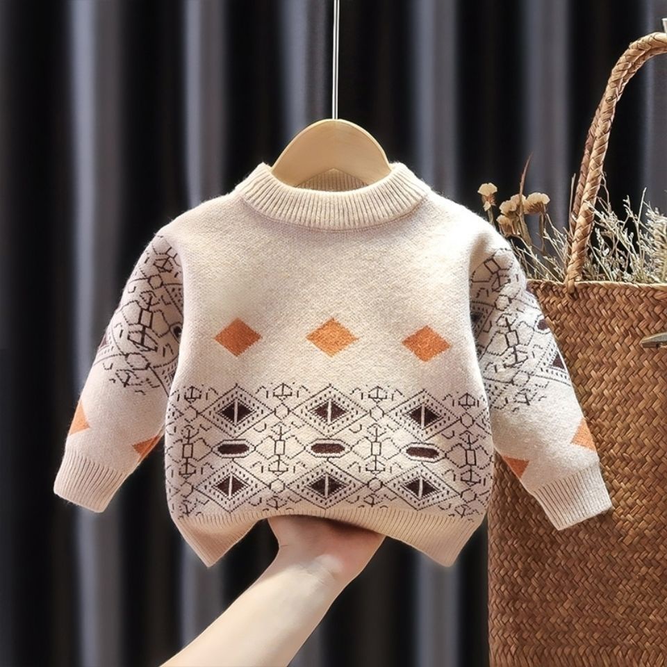 Áo Sweater Vải Nhung Dày Dặn Phong Cách Hàn Quốc Thời Trang Thu Đông 2023 Mới Cho Bé Trai Và Bé Gái