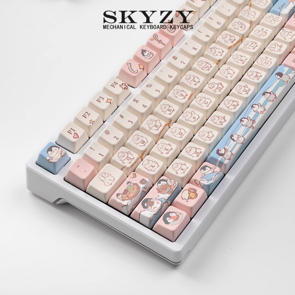 Chim Cánh Cụt Keycaps Cherry/MDA Profile Anime Dễ Thương PBT DYE SUB Bàn Phím Cơ Keycap