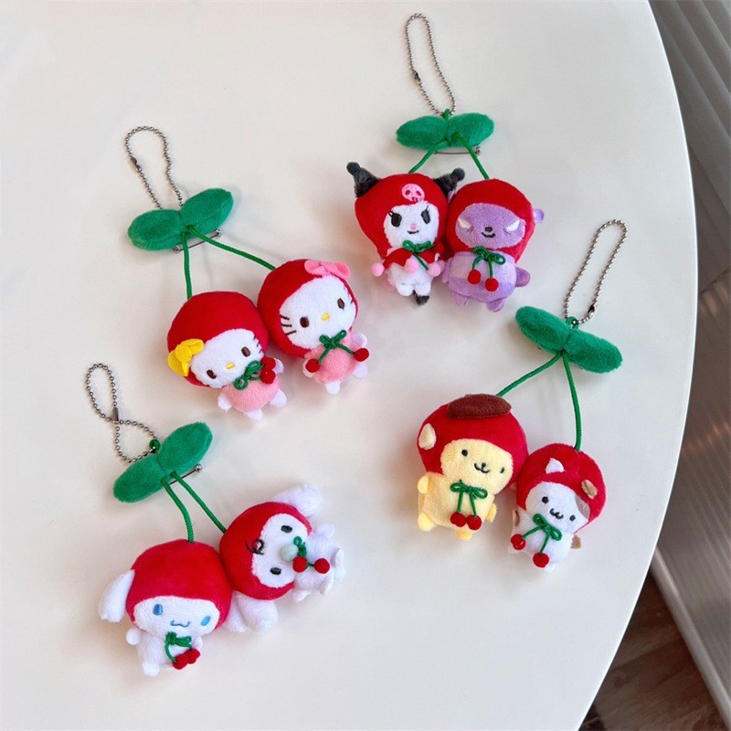 Sanrio Móc Khóa Hình Búp Bê Nhồi Bông kuromi pom pom purin Và hello kitty