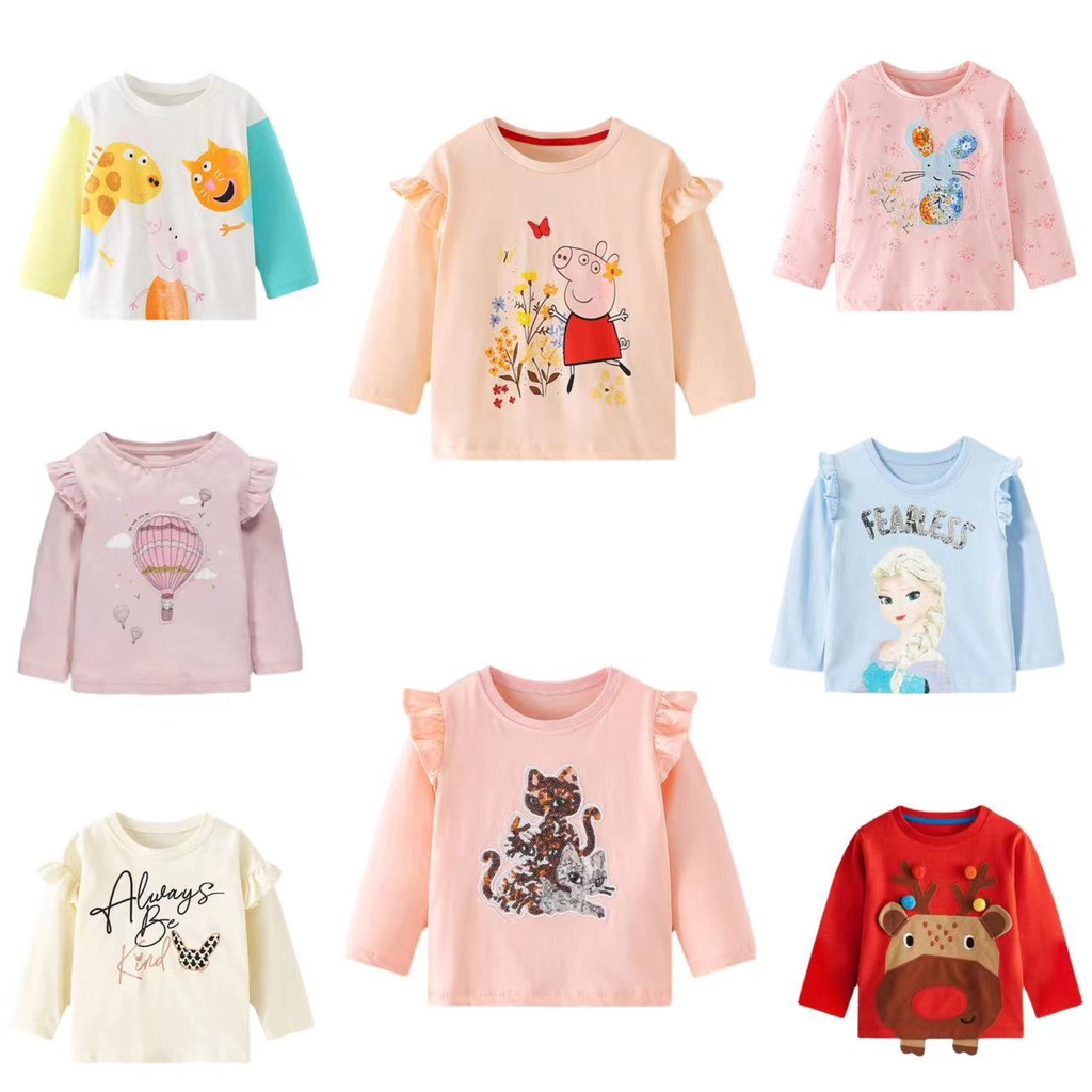 Quần áo cô gái / t-shirt cô gái pure cotton dài tay t-shirt cho bé gái
