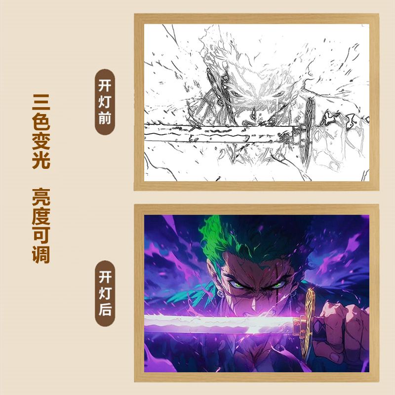 Tranh Vẽ Hoạt Hình one piece Phát Sáng Trong Đêm Dùng Để Trang Trí Phòng Ngủ
