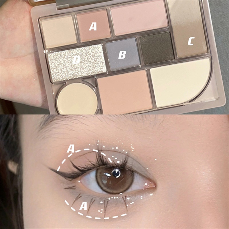 Bảng Phấn Mắt 10 Màu Sắc Hiệu Ứng Lì / Ánh Nhũ Trang Điểm Bắt Sáng