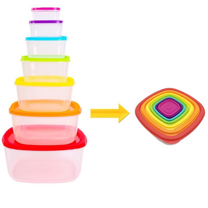 Hôp nhựa đựng thực phẩm tiện lợi, hộp đựng thức ăn 7 kích cỡ màu sắc khác nhau chất liệu nhựa cao cấp GDK1090