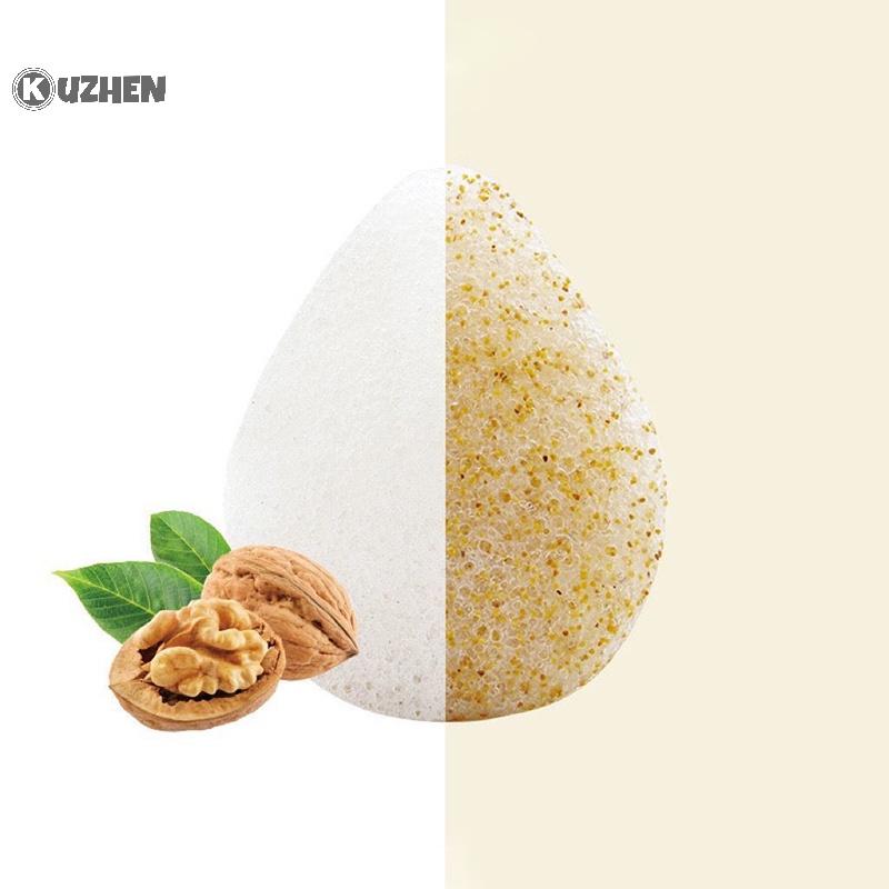 Kuzhen 1 Mút Rửa Mặt Tẩy Tế Bào Chết mini Hình Tròn Bằng Bọt Biển Tự Nhiên Chăm Sóc Da