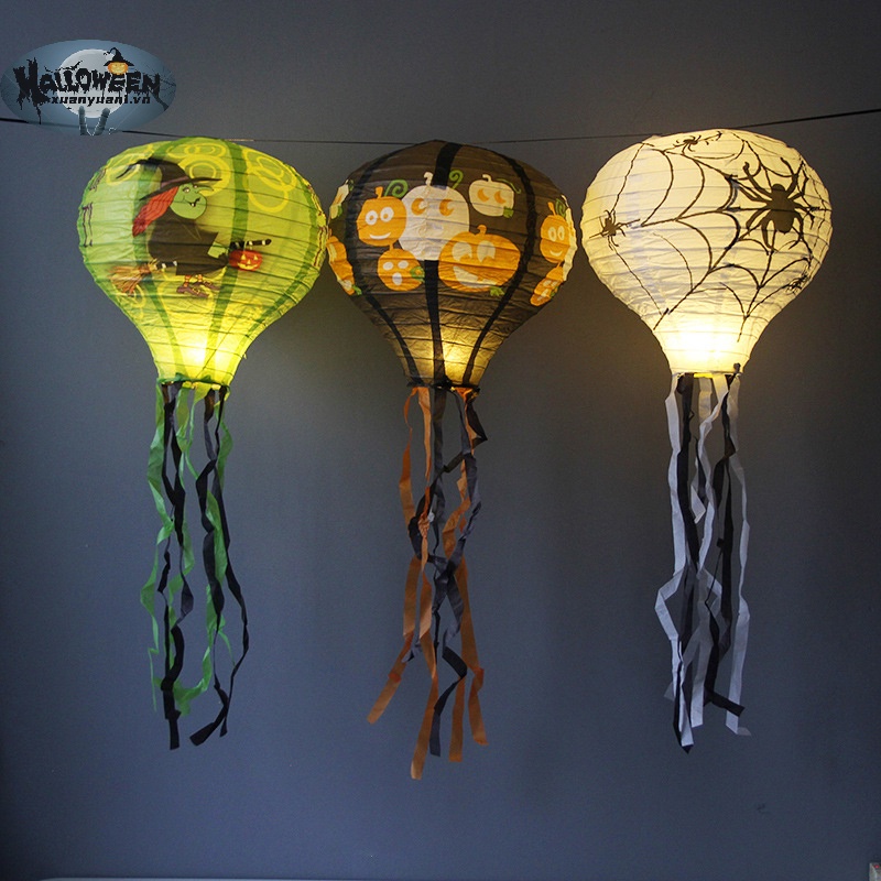 Lồng Đèn Giấy Hình Nhện / Dơi / Bí Ngô Treo Trang Trí halloween