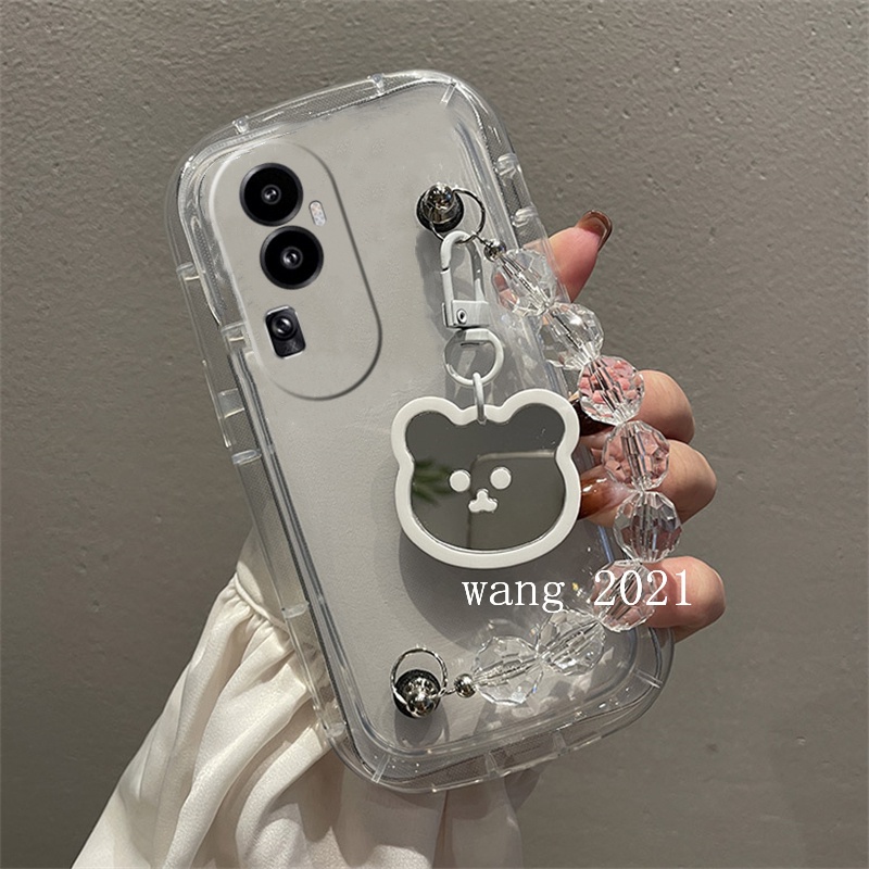Ốp Điện Thoại Silicon Mềm Chống Sốc Gắn Kèm Gương Hình Gấu Dễ Thương Dành Cho oppo reno 10 pro reno 10 pro + 5g
