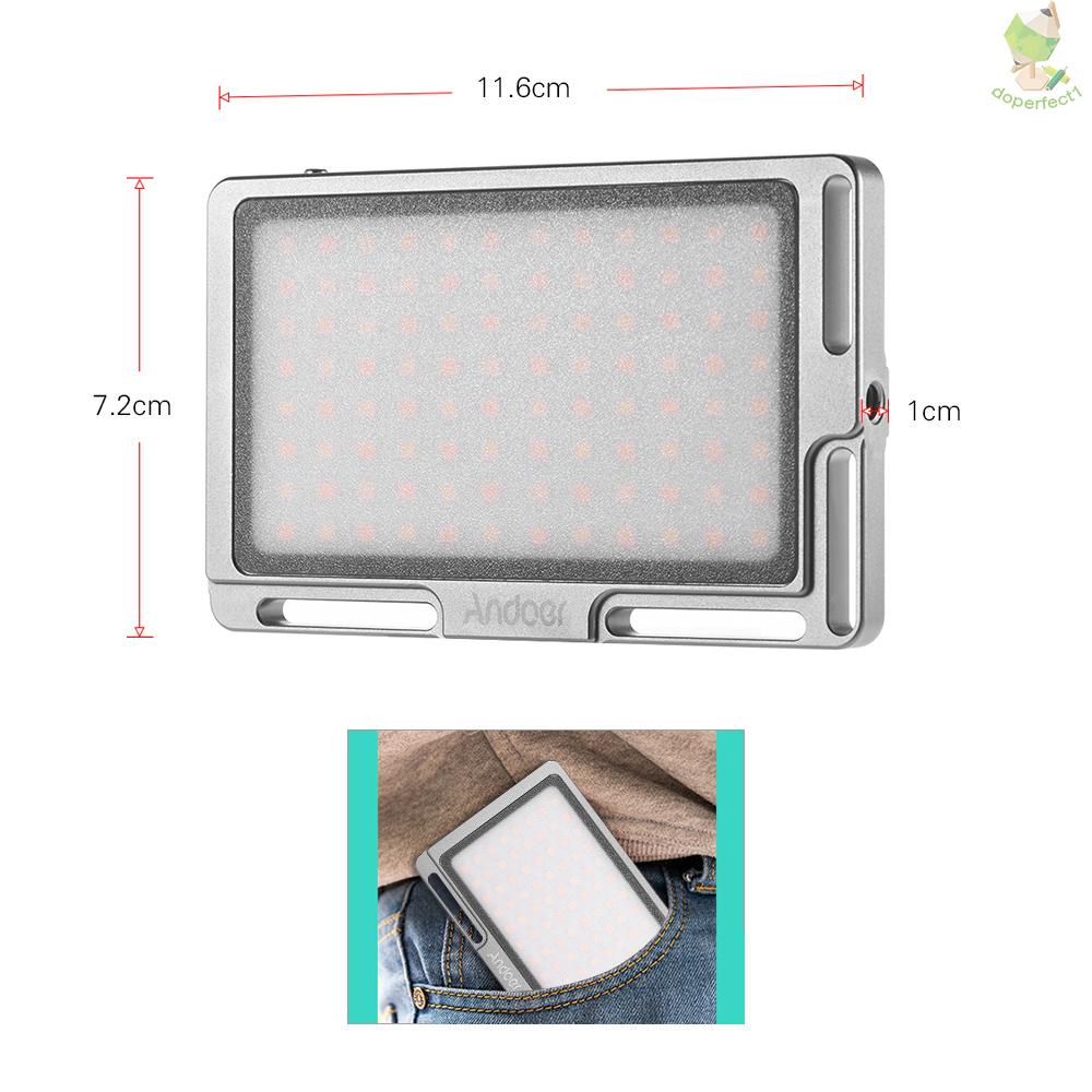 Andoer Đèn led Chụp Ảnh video 2800mah 1 / 4 inch Lỗ Vít 3500k-5700k Có Thể Tháo Rời 96 Đèn led Flo-9.7