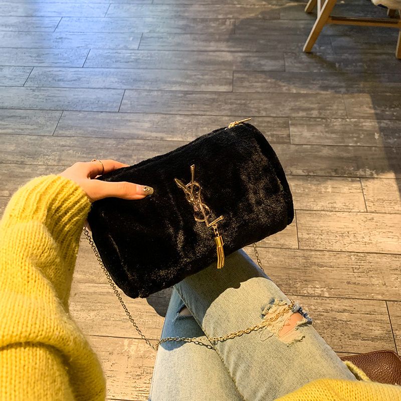 Túi Đeo Vai Hình Vuông Phủ Lông Phong Cách Hàn Quốc Dễ Thương Thời Trang Cho Nữ