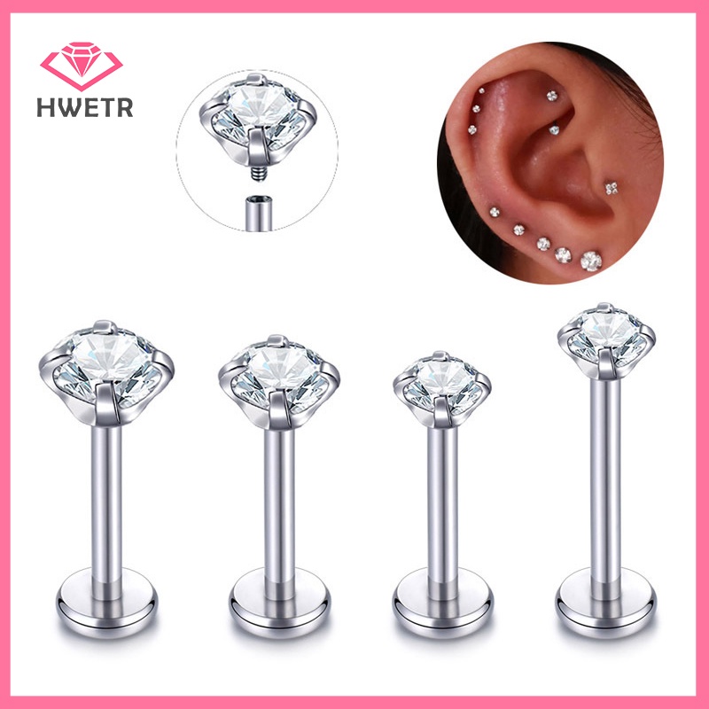 Hwwtr Khuyên Tai Xỏ Lỗ Bên Trong Đính Đá zircon Môi / Môi / Cơ Thể Mới
