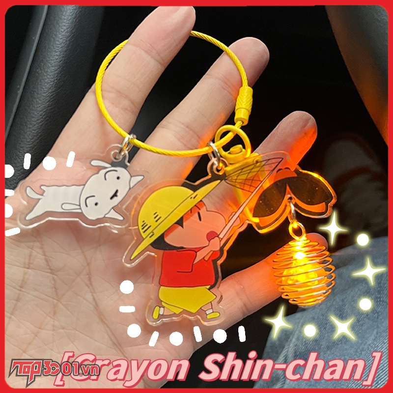 Móc Khóa Dễ Thương Crayon Shin-chan Dạ Quang Đom Đóm Móc Khóa Acrylic Mặt Dây Chuyền Tặng-top3C01