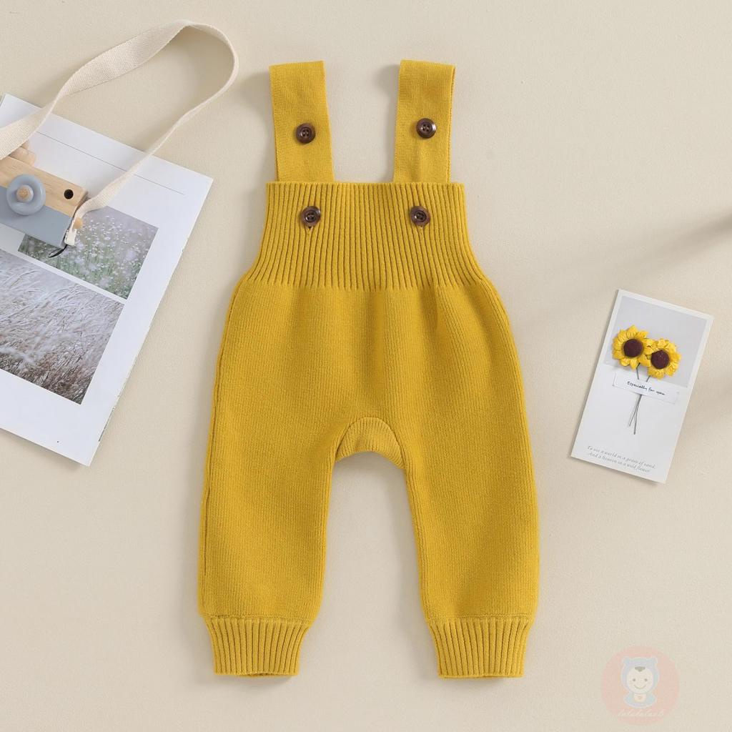 Laa6-baby Đan Không Tay Quần Yếm Màu Trơn