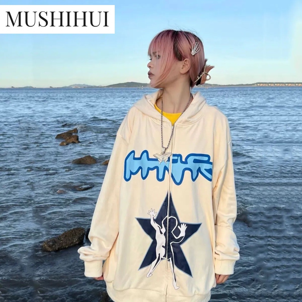 MUSHIHUI Áo Khoác hoodie áo khoác nữ zip hoodie Thoải mái trendy casual Korean A28J1CY36Z230909