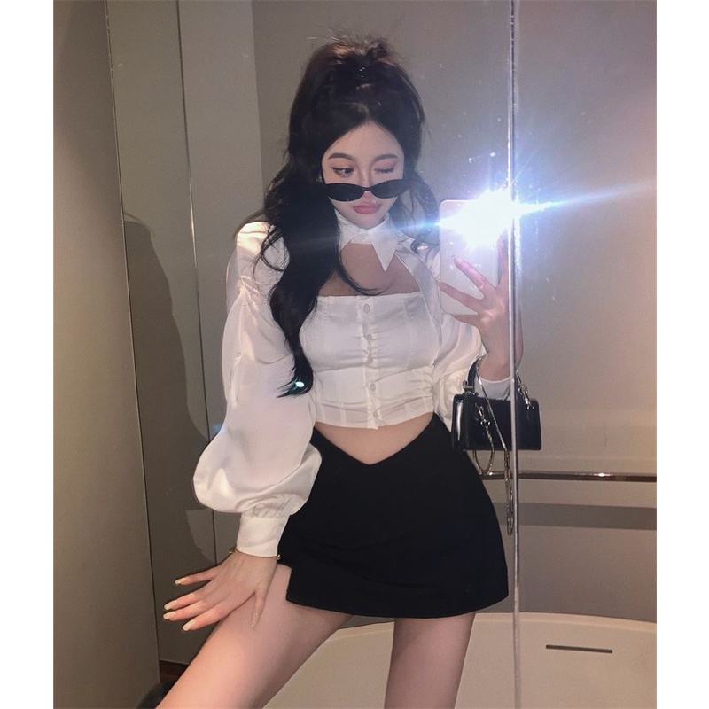 Áo Sơ Mi Ngắn Tay Dài Dáng Ôm Phong Cách Hàn Quốc Thời Trang Mùa Xuân Mới 2022