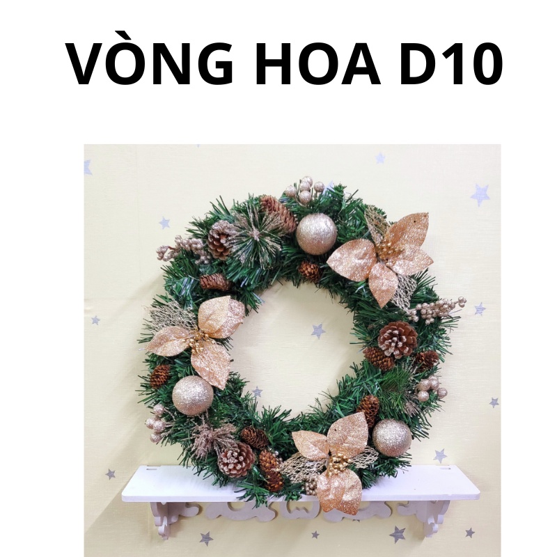 D10 Vòng Hoa Trang Trí Noel Vòng Nguyệt Quế Giáng Sinh Có Đèn