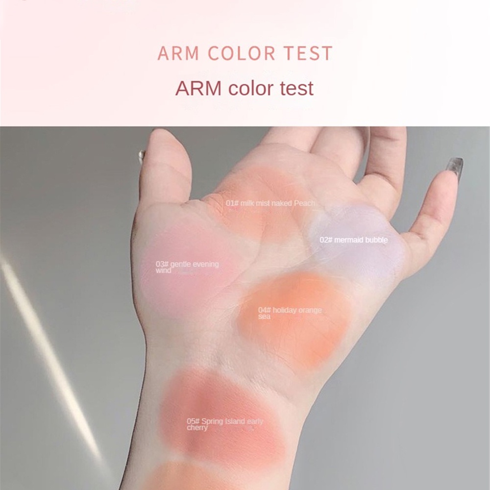 Daimanpu Monochrome Style Air Cushion Blush Cream Pink Palette Trang Điểm Với Applicator Puff Facial Blusher Tint Mud Cream *GLASS