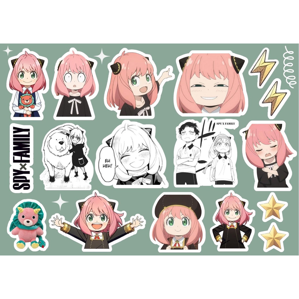 MINI STICKER PACK 🔔 Sticker Pack Spy x Family Anya Forger - Cắt Sẵn - Màng Cán Chống Nước - Keo Dán Sẵn