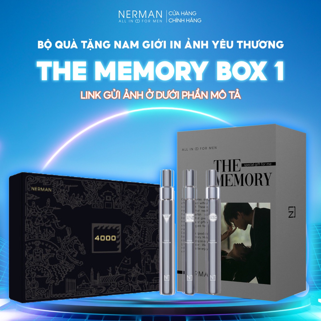 Bộ quà tặng nam giới in ảnh yêu thương THE MEMORY BOX Nerman-Sữa tắm gội 350ml&Gel