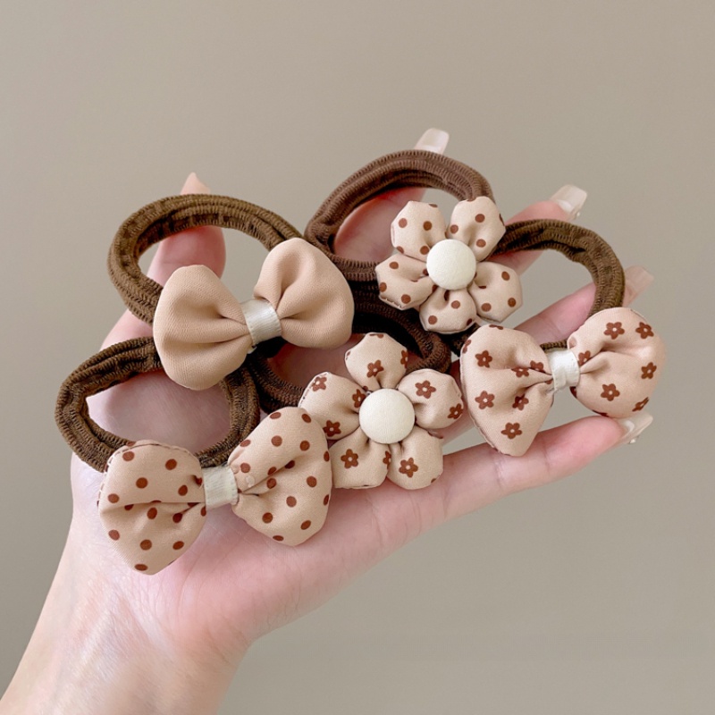 Set 5 Dây Cột Tóc Co Giãn Thời Trang Hàn Quốc Cho Bé Gái