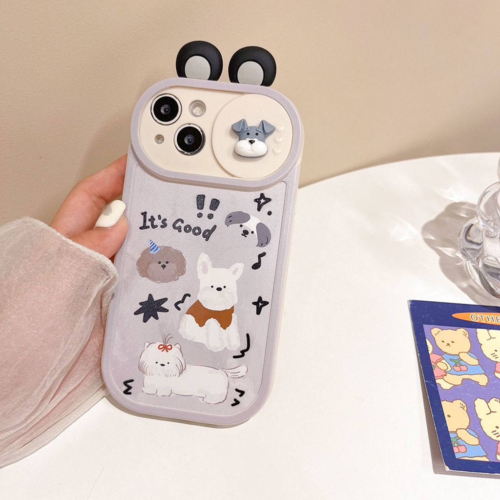 Ốp Điện Thoại Họa Tiết Tai Cún 3d Dễ Thương Cho iphone 15 promax 15 14 pro max 13 pro max 12 pro max 11