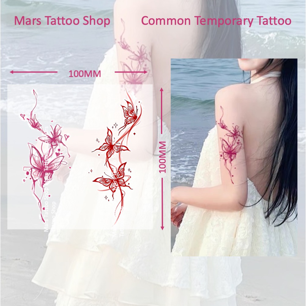 [Hình xăm sao Hỏa] Hình xăm thông thường, Hình xăm màu, Lâu dài, Nhãn dán hình xăm tạm thời, Hình xăm giả, Bướm, CX058