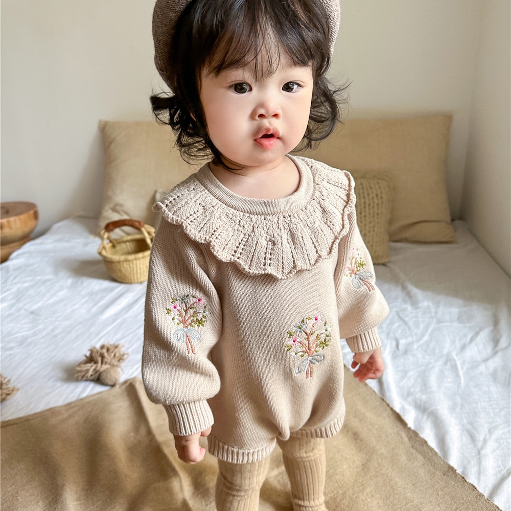 Tết Áo Liền Quần Tay Dài In Hoa Cho Bé Gái Sơ Sinh Từ 3-24 Tháng Tuổi