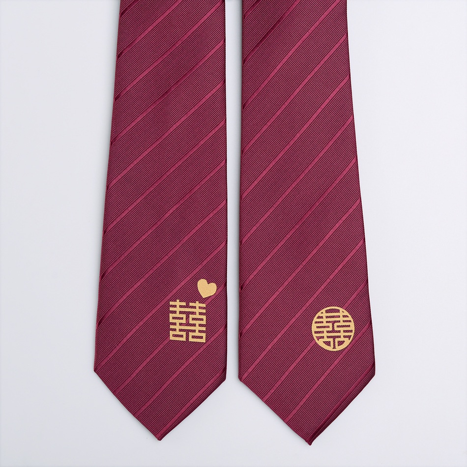 Cà Vạt Thêu Họa Tiết Màu Đỏ Rượu Vang 8cm Thời Trang Cho Chú Rể