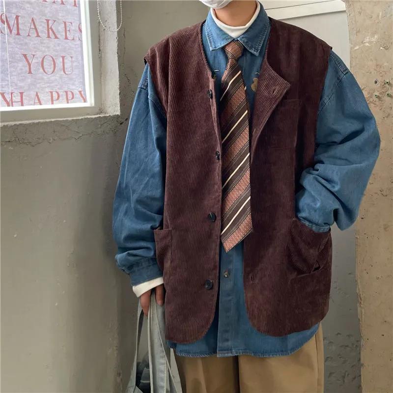 Áo Khoác Ghi Lê Không Tay Phong Cách Nhật Bản Cổ Điển Thời Trang Xuân Thu Cho Nam