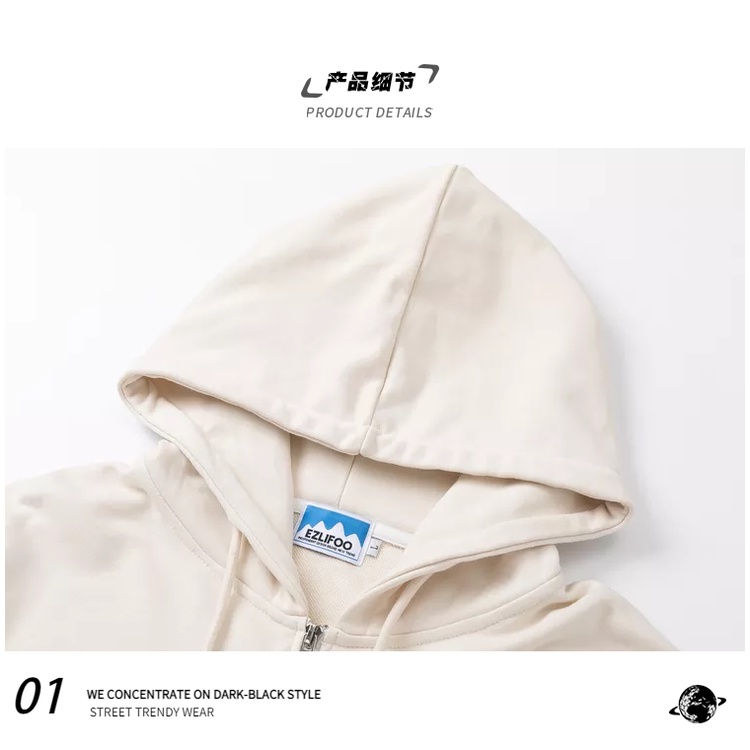 Áo hoodie Dáng Rộng Có Khóa Kéo Phong Cách Hàn Quốc Thời Trang unisex size m-8xl