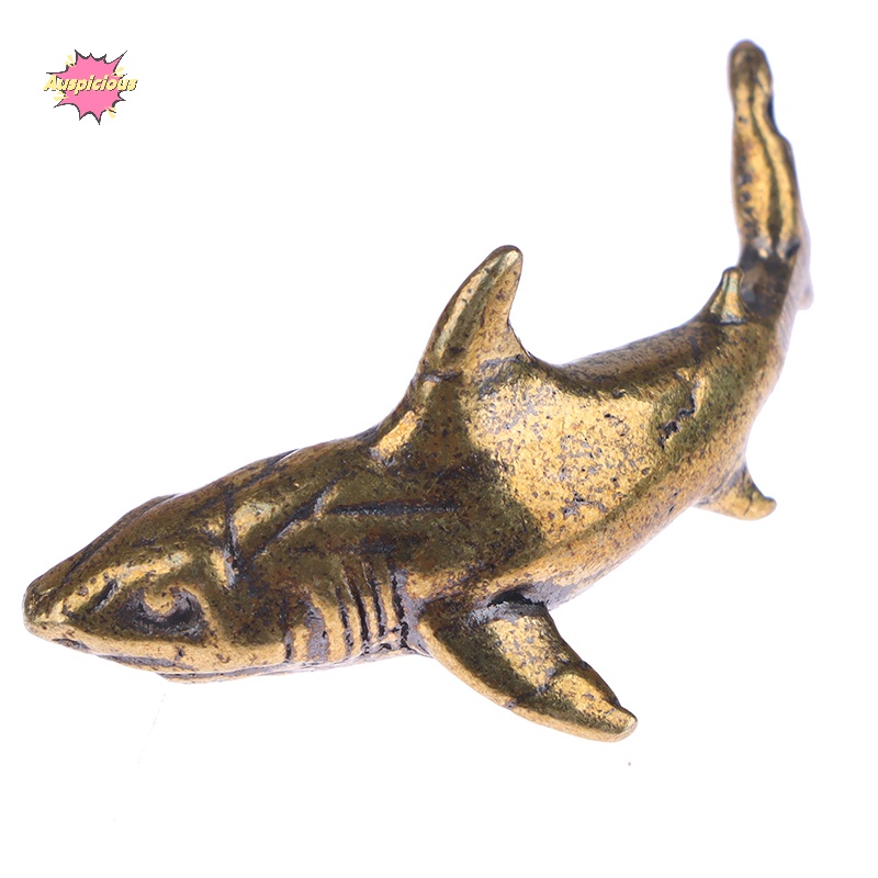 1 Bức Tượng Cá Mập Bằng Đồng Thau Để Bàn Trang Trí Phong Cách vintage