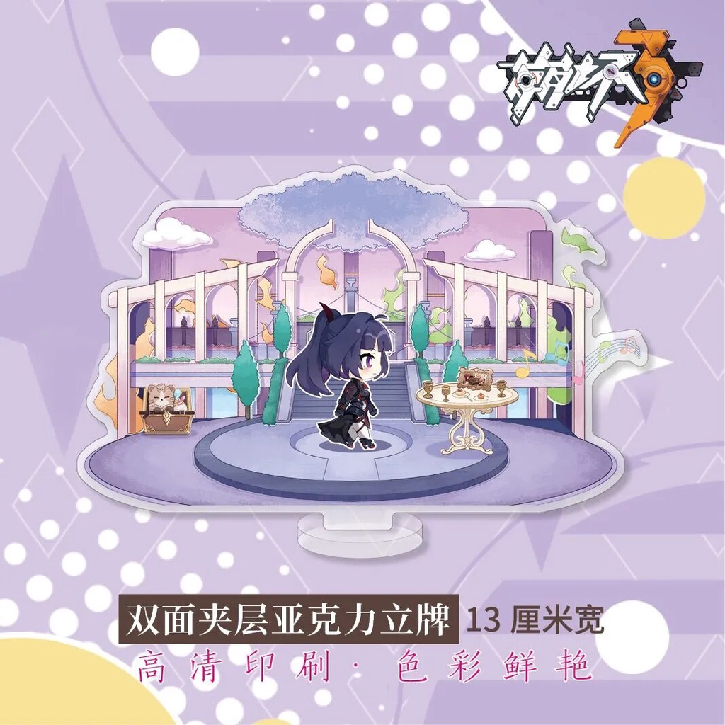 Mô hình Standee Honkai Impact 3 Kiana Kaslana Raiden Mei Fu Hua Phụ kiện trang trí để bàn góc học tập