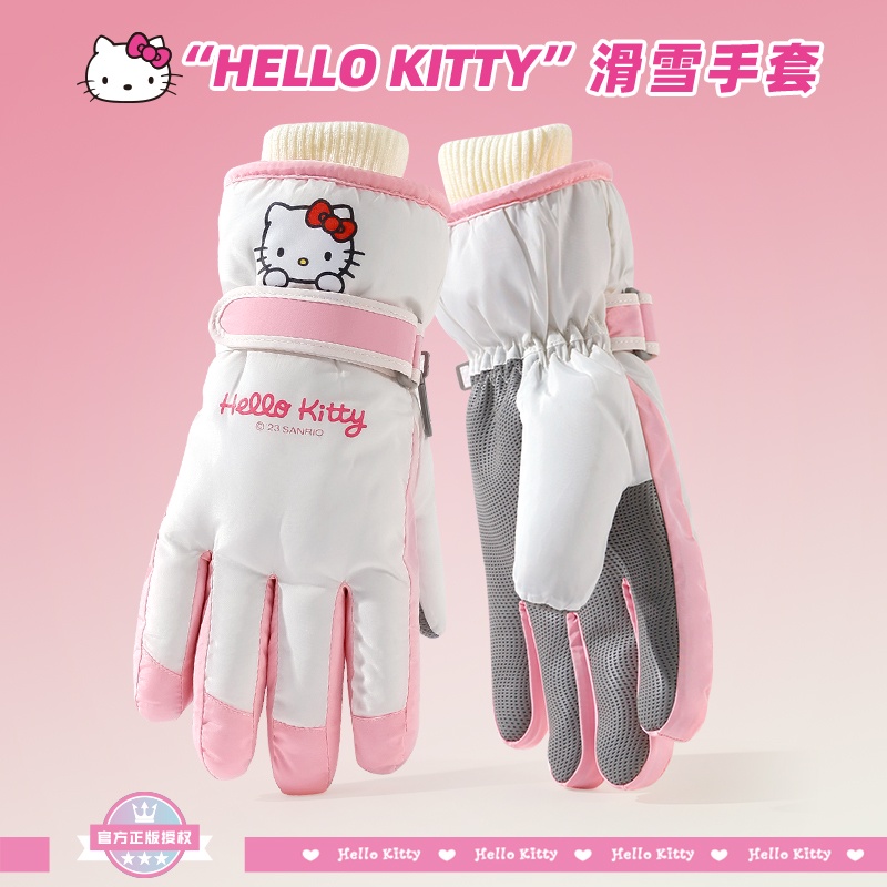 Sanrio Găng Tay Trượt Tuyết Vải cotton Dày Giữ Ấm Cảm Ứng Màn Hình Cảm Ứng Thời Trang Mùa Đông Dành Cho Nữ