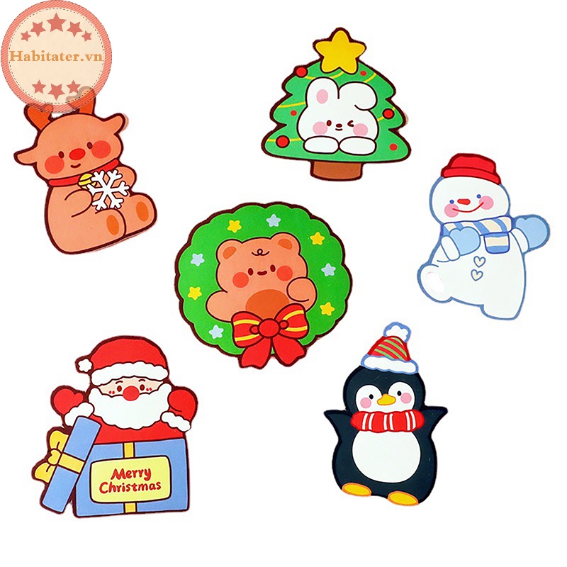 Set 50 Thiệp Giấy Hình Kẹo Mút / Ông Già Noel / Chim Cánh Cụt Hoạt Hình Trang Trí Tiệc Giáng Sinh / Năm Mới vn