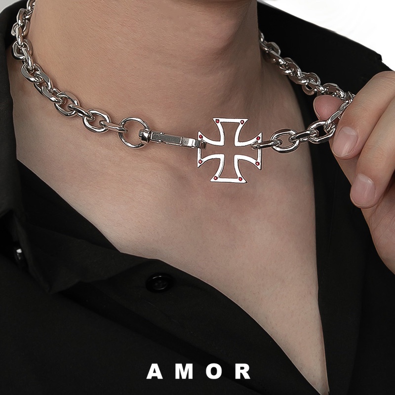 Vòng cổ Hợp Kim Mặt Thánh Giá Đính Đá Thời Trang Cho Nam Nữ