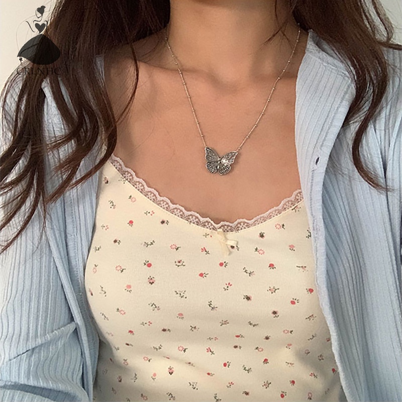 CRLNHC Áo Hai Dây Phối Ren Hoa Ngọt Ngào Thời Trang Mùa Hè Cho Nữ