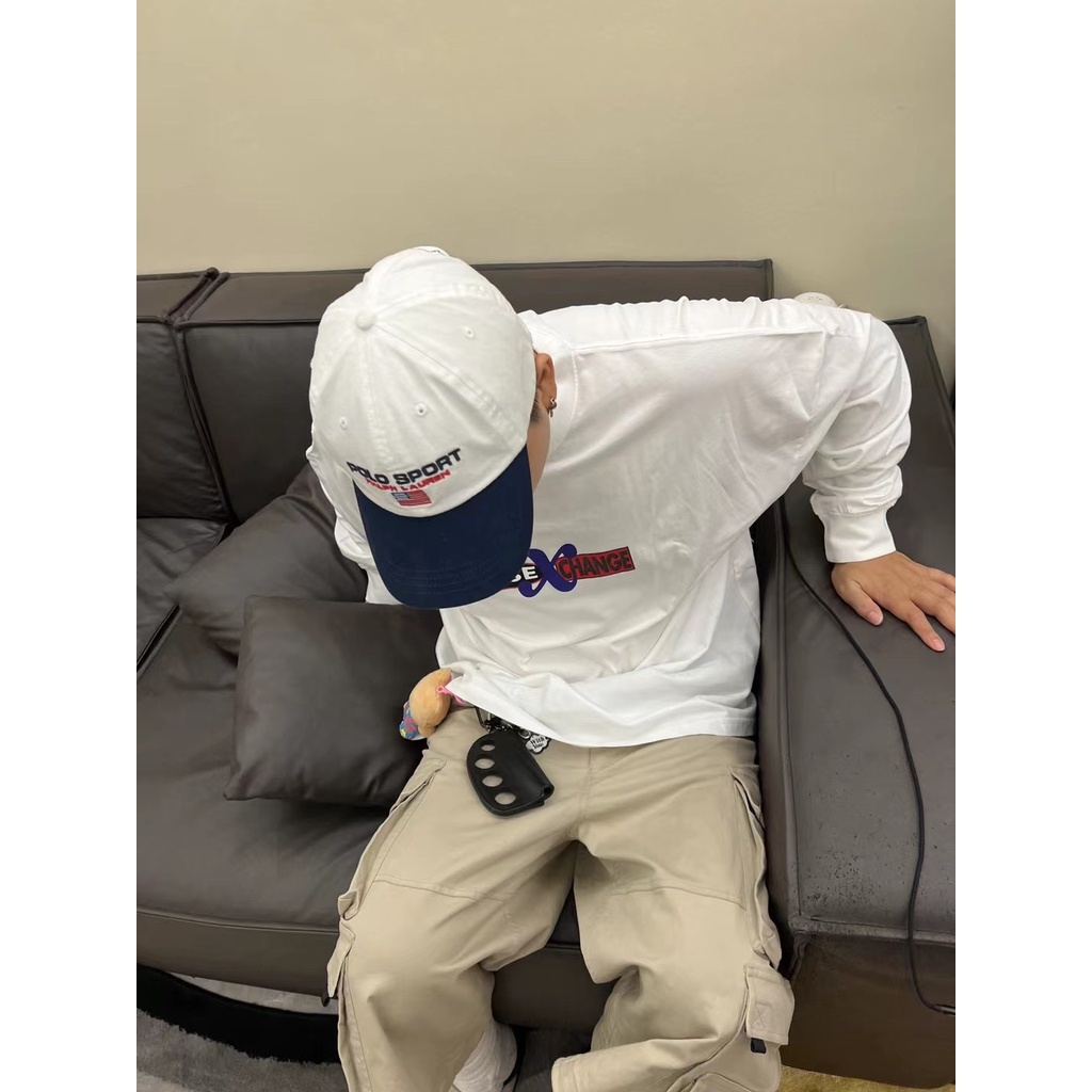 Martine Áo Thun Sweater Chui Đầu Dáng Rộng Tay Dài In logo Khối Màu Và Hình Hoa Hồng Giản Dị Cho unisex