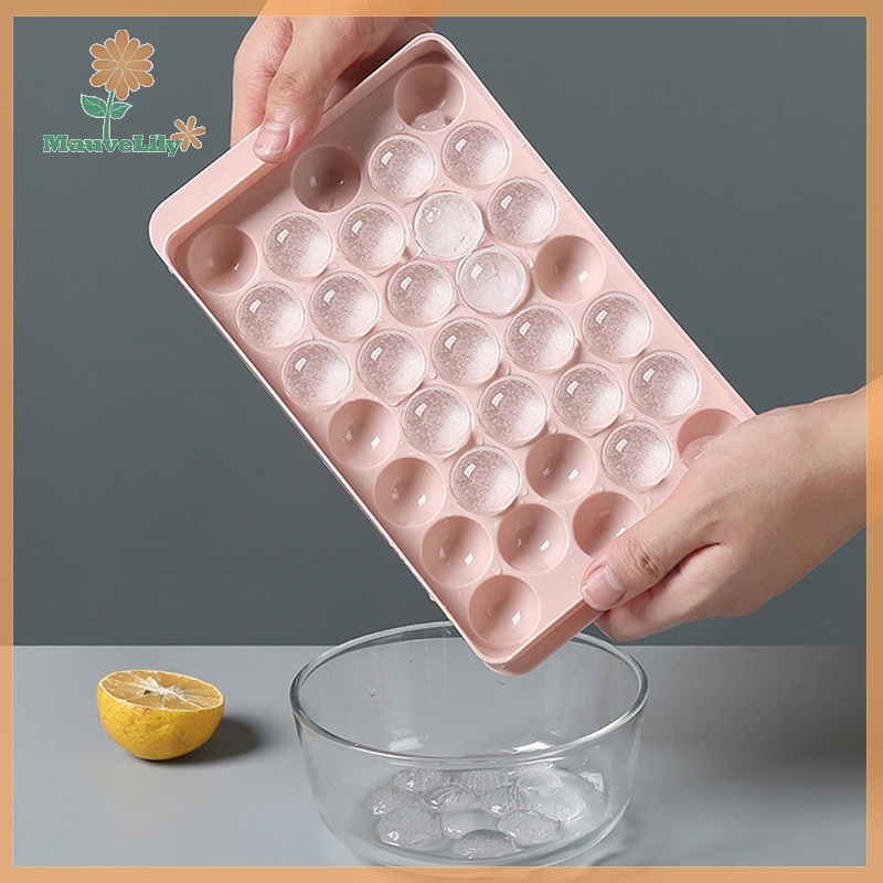 1 Khay Làm Đá Hình Cầu 3d Bằng Nhựa Có Nắp Đậy