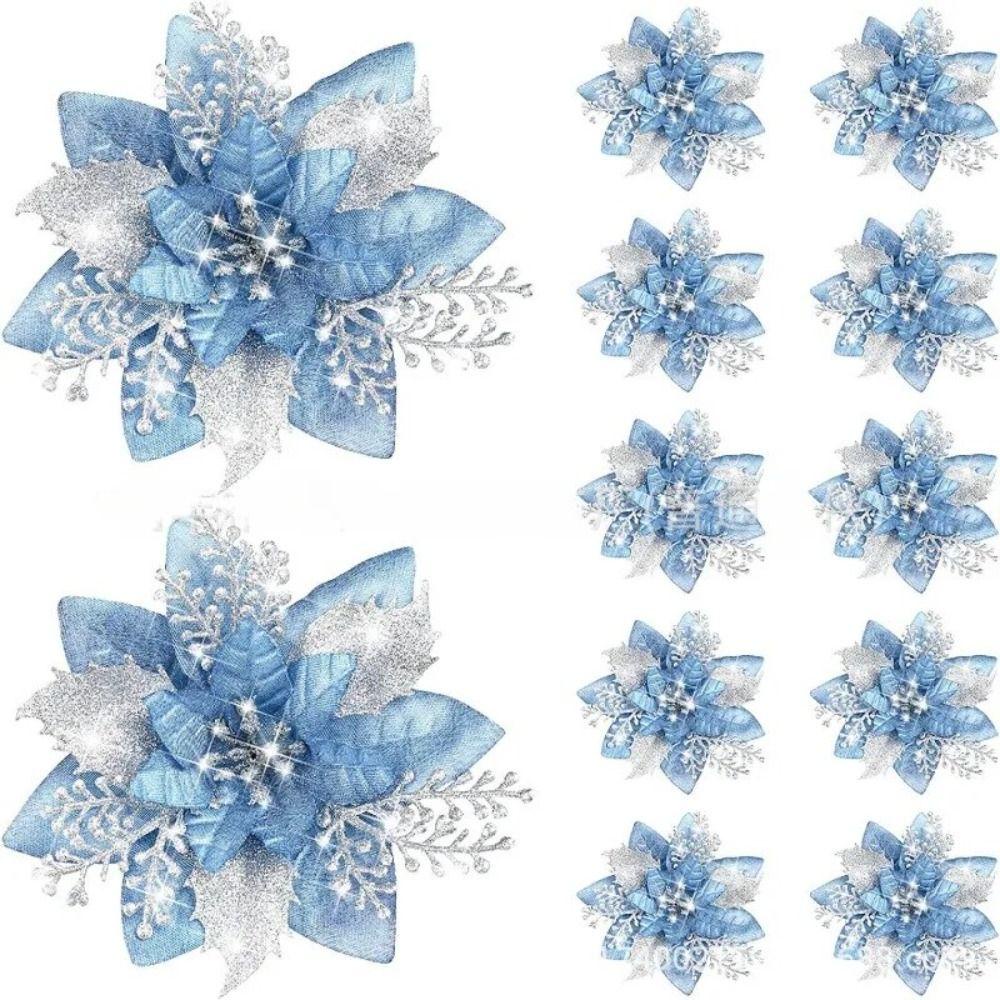 Bộ 5 Bông Hoa Giả Lấp Lánh Trang Trí Cây Thông Giáng Sinh