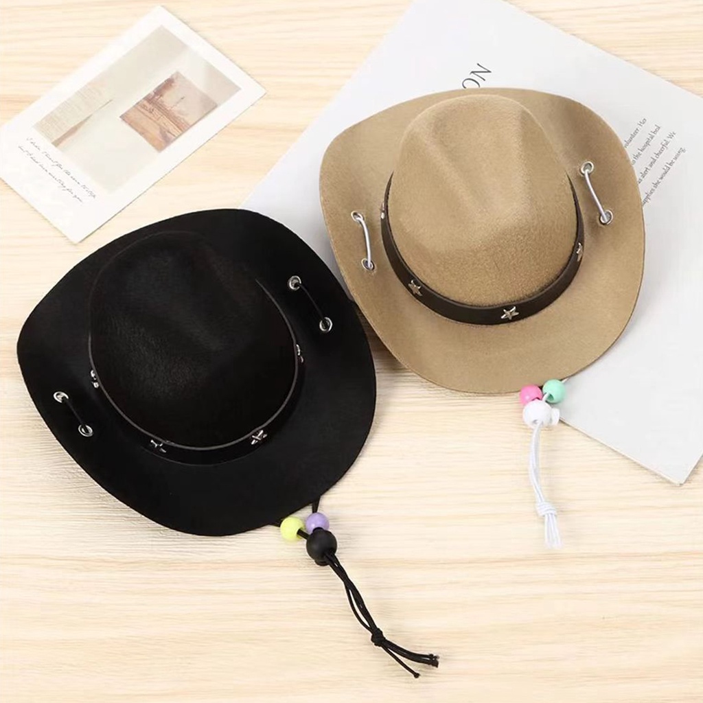 Mũ Cao Bồi Tây Cài Khóa Điều Chỉnh Được Thoải Mái Thoáng Khí Vui Nhộn Dành Cho Cún Cưng