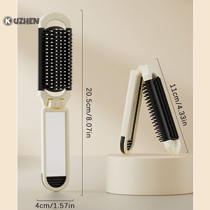 Kuzhen Lược Gấp Gọn Bằng Silicon Có Gương Hoạt Hình Dễ Thương Thư Giãn Đầu Cho Nữ Khi Đi Du Lịch