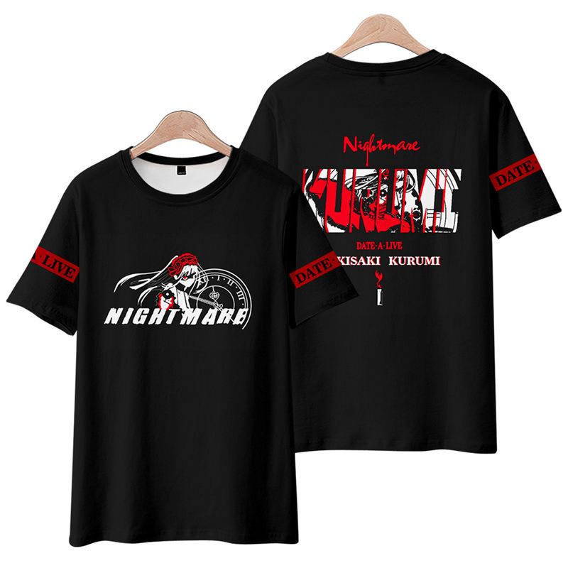 Áo nam Ngắn Tay In Hình 3d Nhân Vật anime date a live girl tokisaki Kuroli nightmare