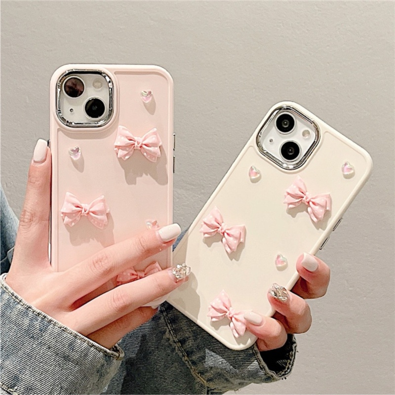 Ốp Viền Camera Bạc - Màu Trơn  - Hình Nổi Mẫu Bow And Heart - N338