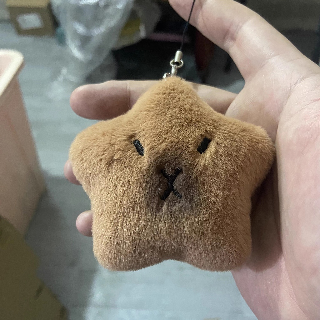 Hoạt Hình Móc Khóa Hình Ngôi Sao Màu Nâu gradient Nhồi Bông Đáng Yêu