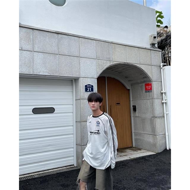 Áo Thun jersey Dáng Rộng Thêu Họa Tiết Công Nghiệp Hạng Nặng Phong Cách Hàn Quốc niche badblood Cho Nam Và Nữ