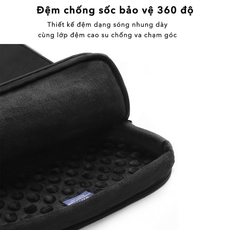 Túi đựng Laptop, Macbook Wiwu Alpha Double Layer Sleeve nhiều ngăn, chống sốc, chống thấm nước cho máy 13-16 inch