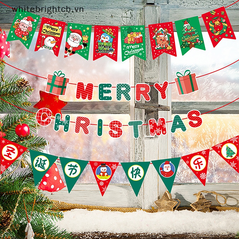 / / 2023 Cờ Giấy Treo Trang Trí Giáng Sinh / Chúc Mừng Năm Mới / Người Tuyết / Ông Già Noel